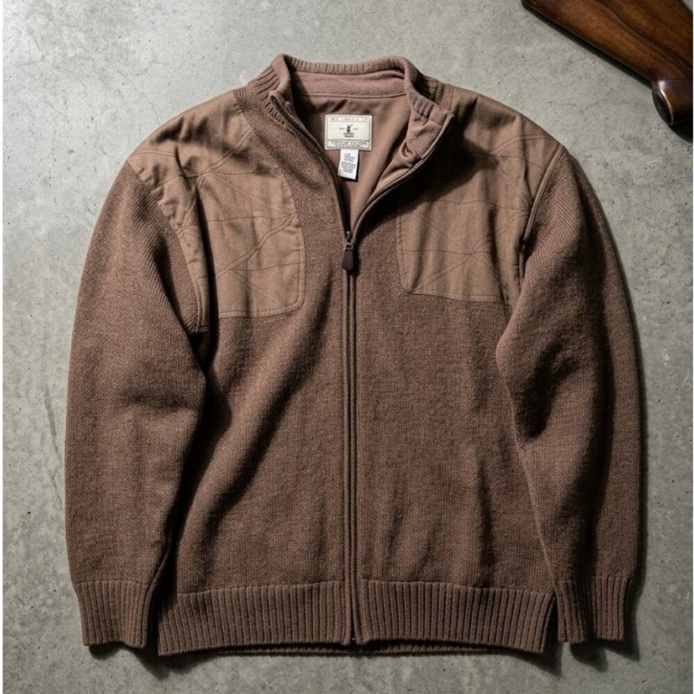 Orvis Vintage Upland Collection 100% Wool Shooting Sweater Brown Mens XL